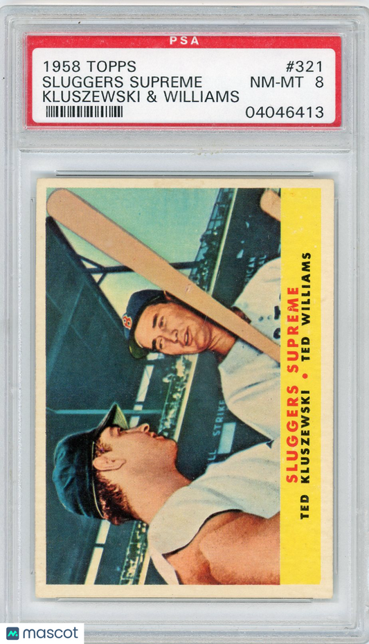 1958 Topps Sluggers Supreme #321 T. Kluszewski T. Williams PSA 8