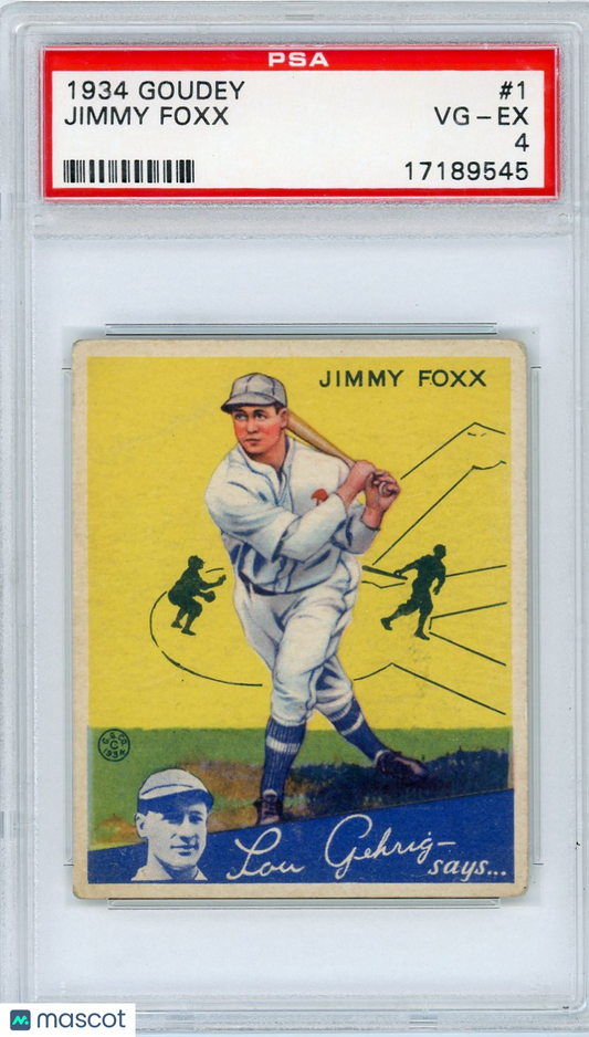 1934 Goudey Jimmy Foxx #1 PSA 4