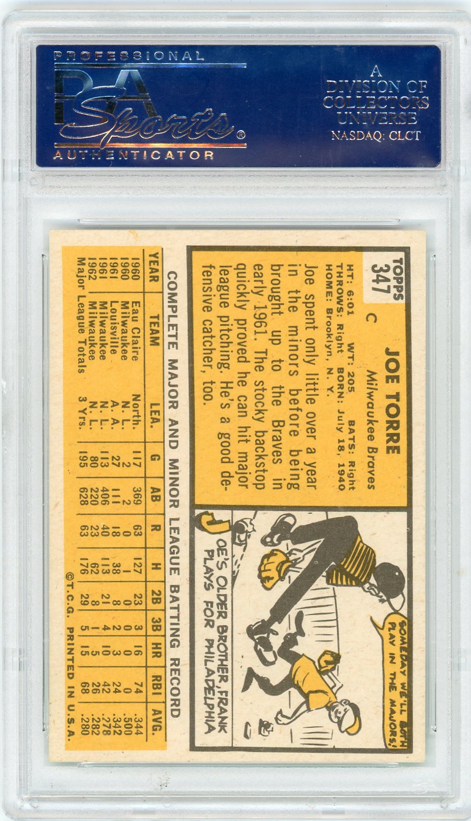 1963 Topps Joe Torre #347 PSA 8