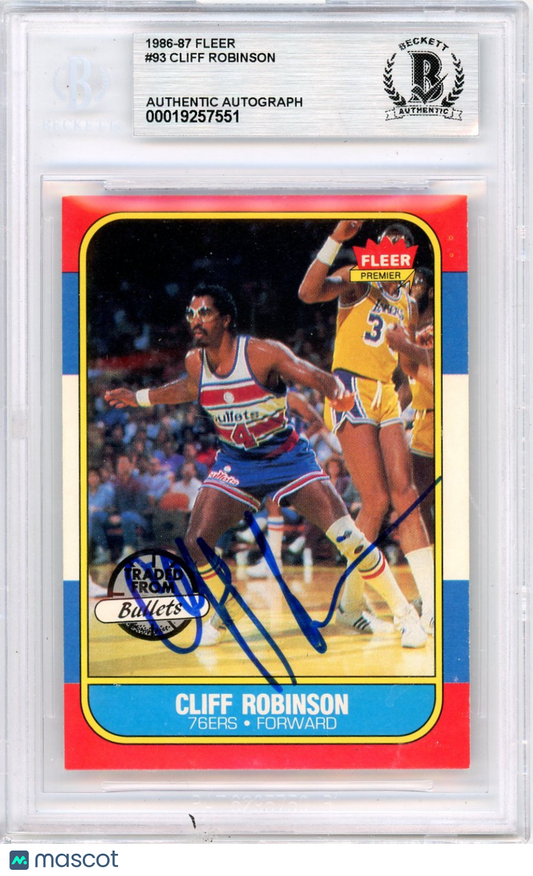 1986 Fleer Cliff Robinson #93 BGS Authentic BAS Auto Authentic