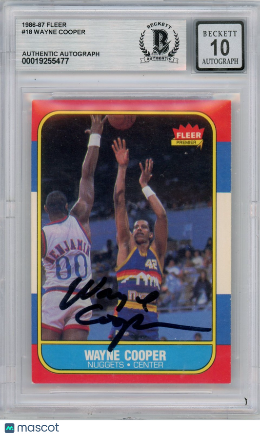 1986 Fleer Wayne Cooper #18 BGS Authentic BAS Auto 10
