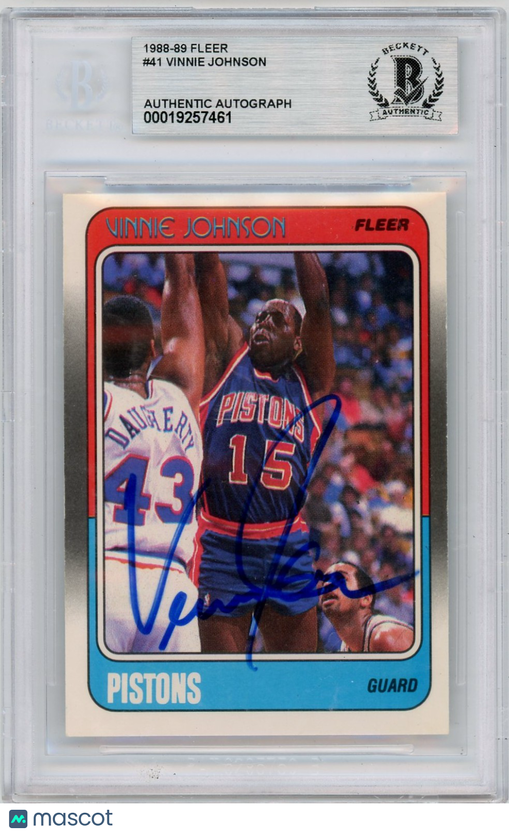1988 Fleer Vinnie Johnson #41 BGS Authentic BAS Auto Authentic