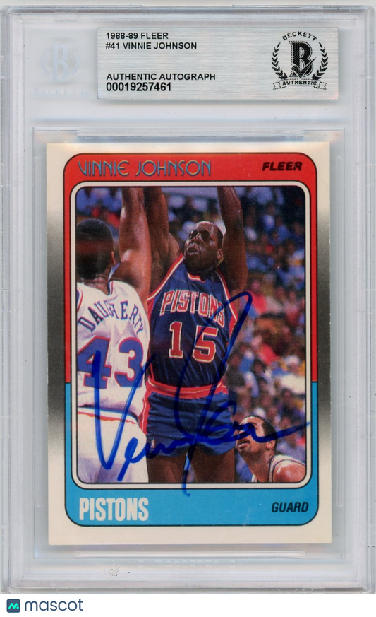 1988 Fleer Vinnie Johnson #41 BGS Authentic BAS Auto Authentic