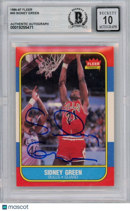 1986 Fleer Sidney Green #40 BGS Authentic BAS Auto 10