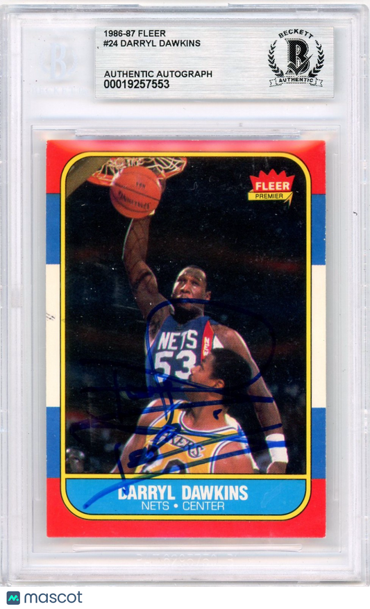 1986 Fleer Darryl Dawkins #24 BGS Authentic BAS Auto Authentic