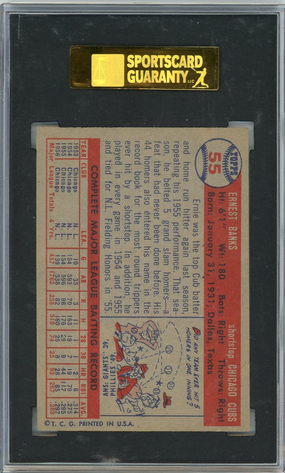1957 Topps Ernie Banks #55 SGC 7.5