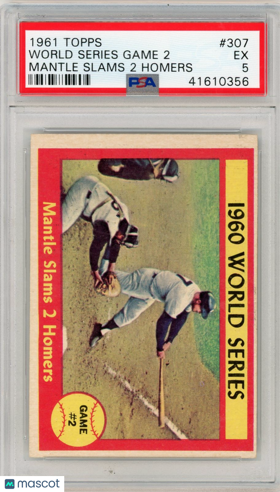 1961 Topps World Series Game 2 #307 Mantle Slams 2 Homers PSA 5