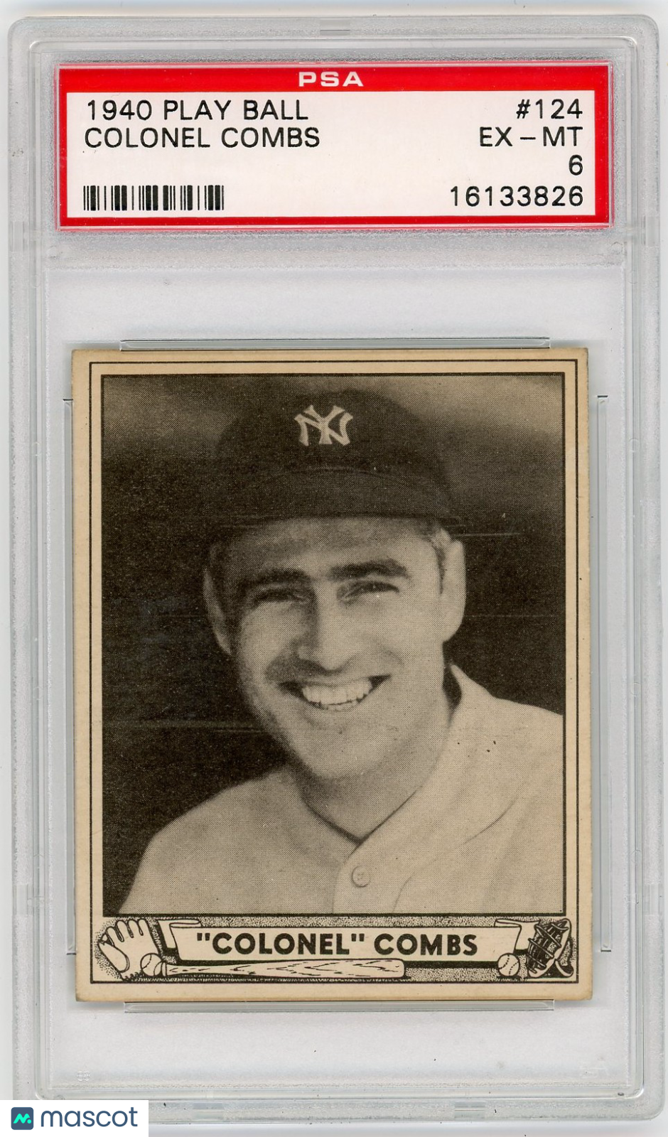 1940 Play Ball Colonel Combs #124 PSA 6