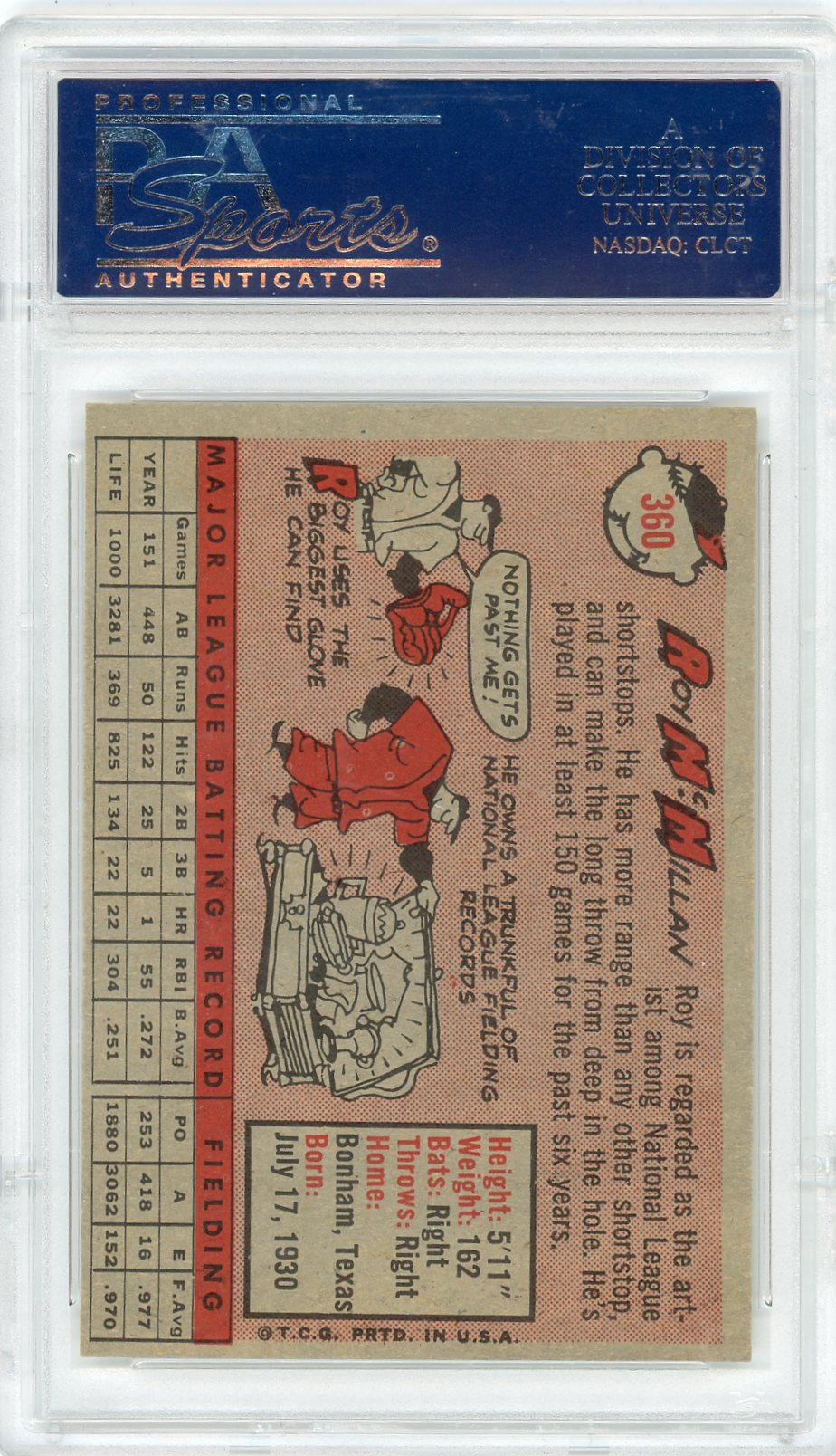 1958 Topps Roy Mcmillan #360 PSA 8