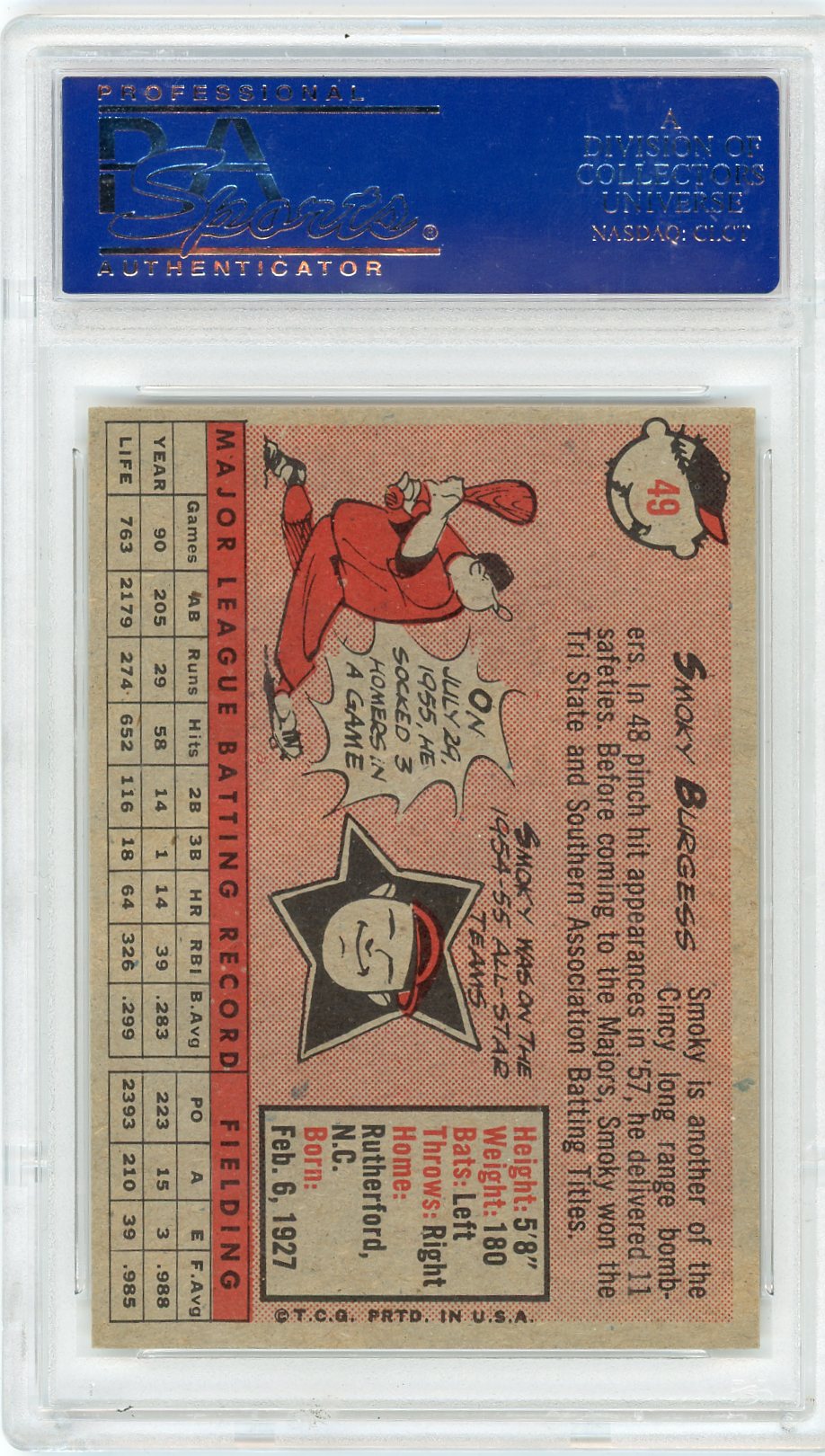 1958 Topps Smoky Burgess #49 PSA 8