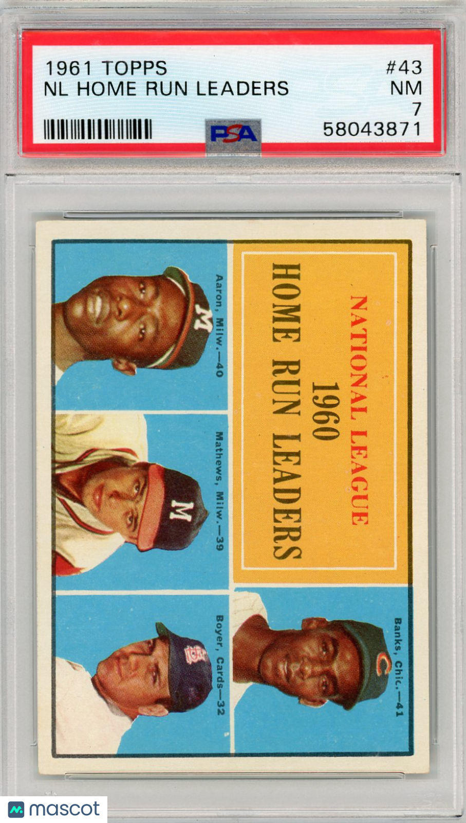 1961 Topps NL Home Run Leaders #43 PSA 7