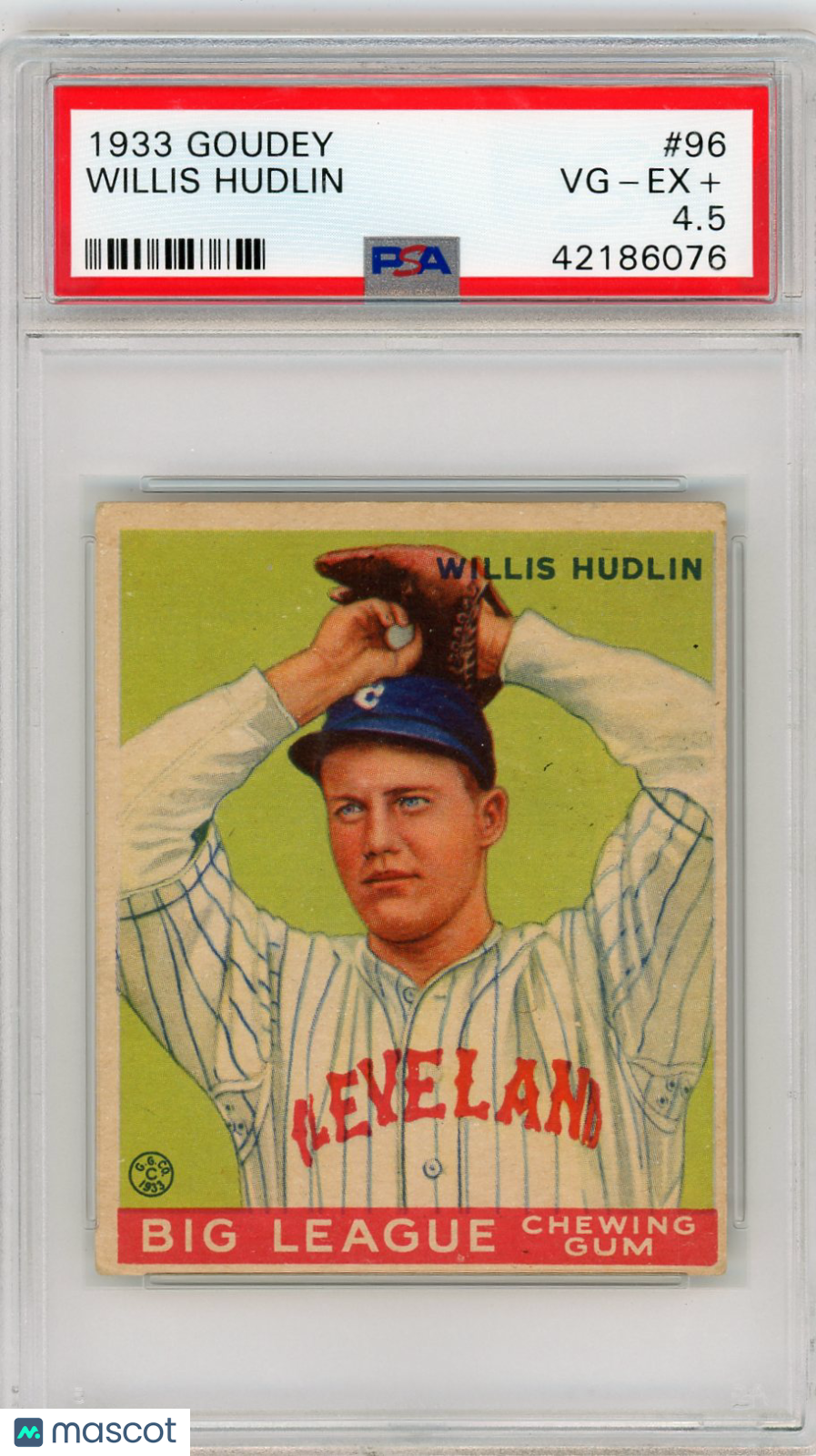 1933 Goudey Willis Hudlin #96 PSA 4.5