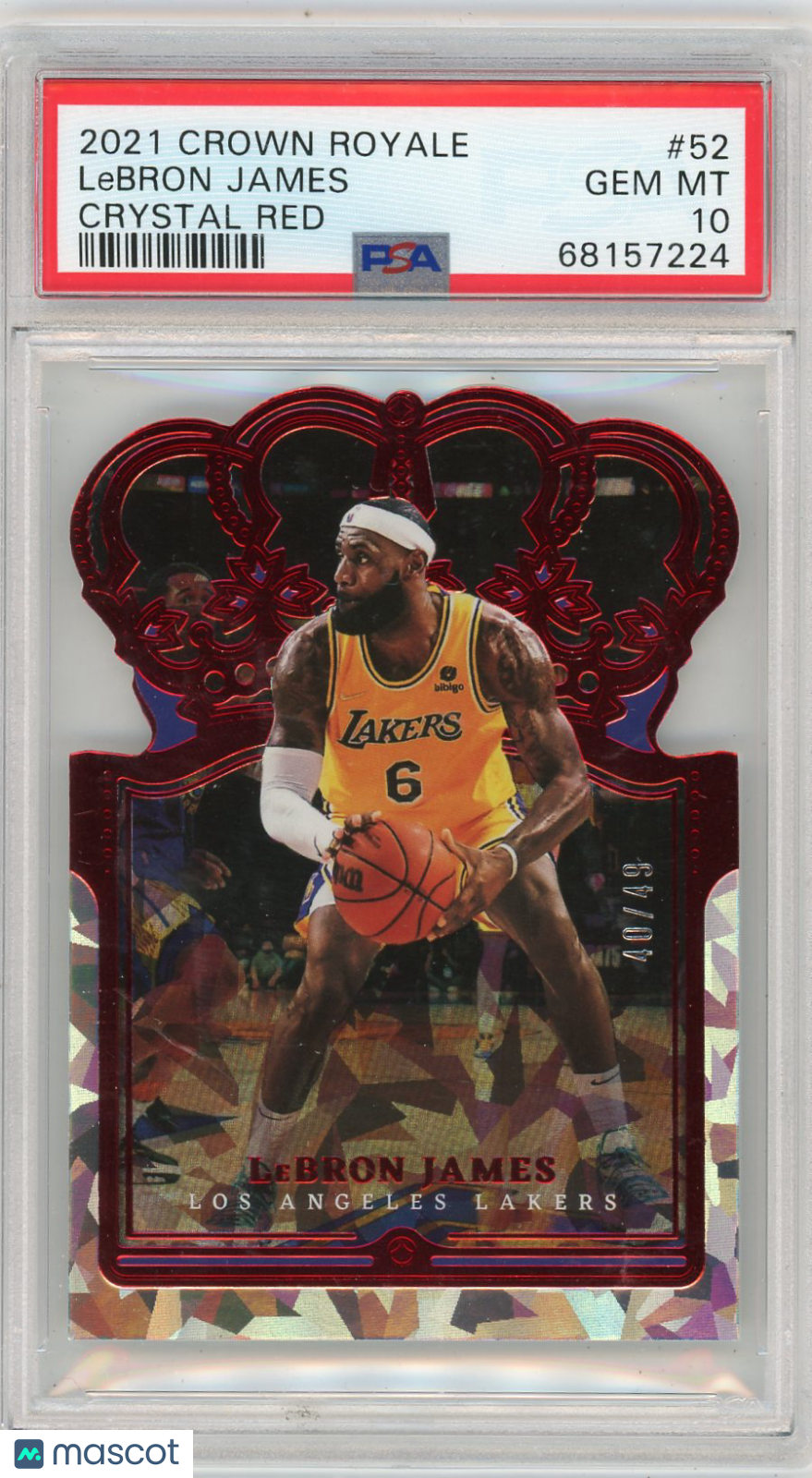 2021 Panini Crown Royale LeBron James #52 Crystal Red PSA 10