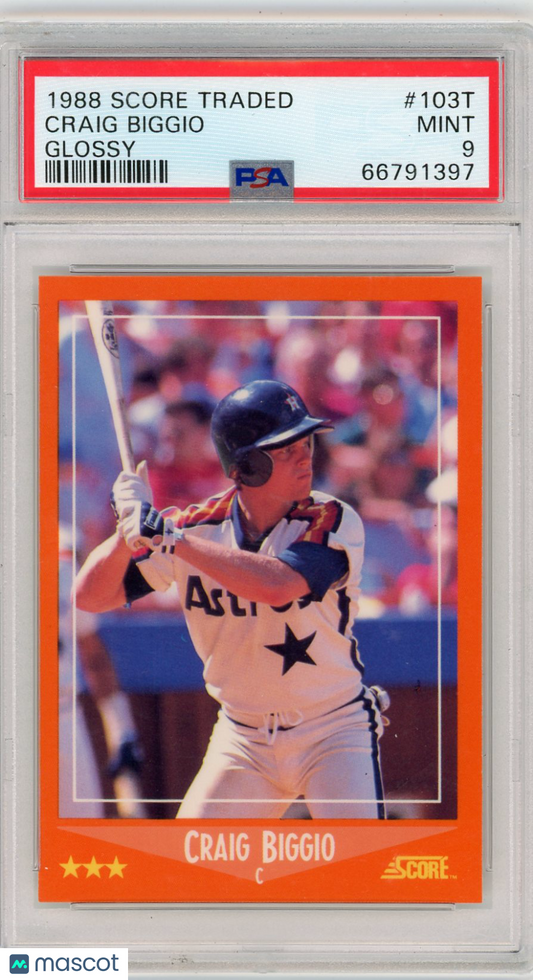 1988 Score Traded Craig Biggio #103T Glossy PSA 9