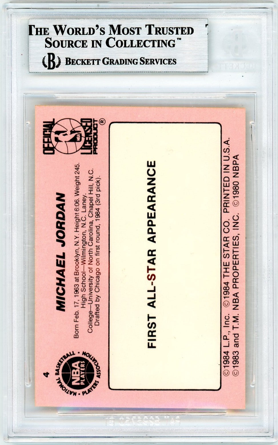 1985 Star Crunch'n'Munch All-Stars Michael Jordan ! #4 BGS 9