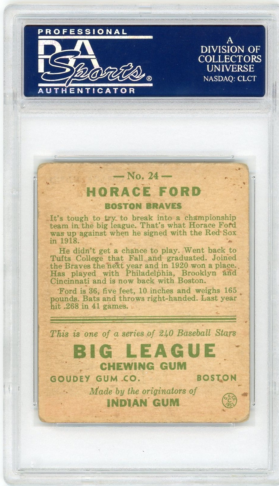 1933 Goudey Horace Ford #24 PSA 3