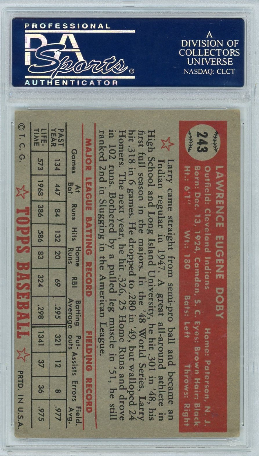 1952 Topps Larry Doby #243 PSA 4