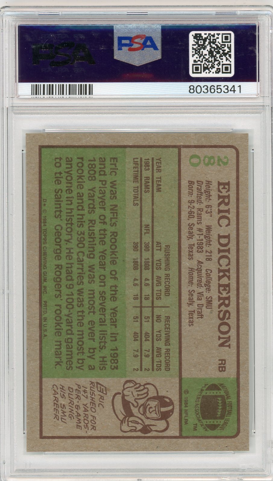 1984 Topps Eric Dickerson #280 PSA 9