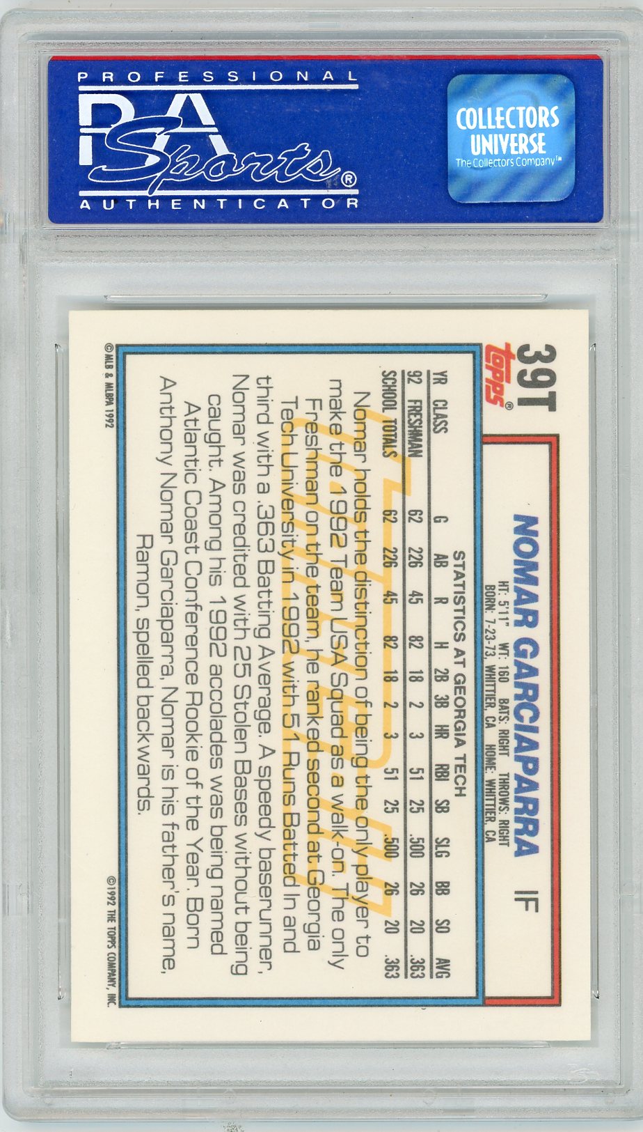 1992 Topps Traded Nomar Garciaparra #39T Gold PSA 10