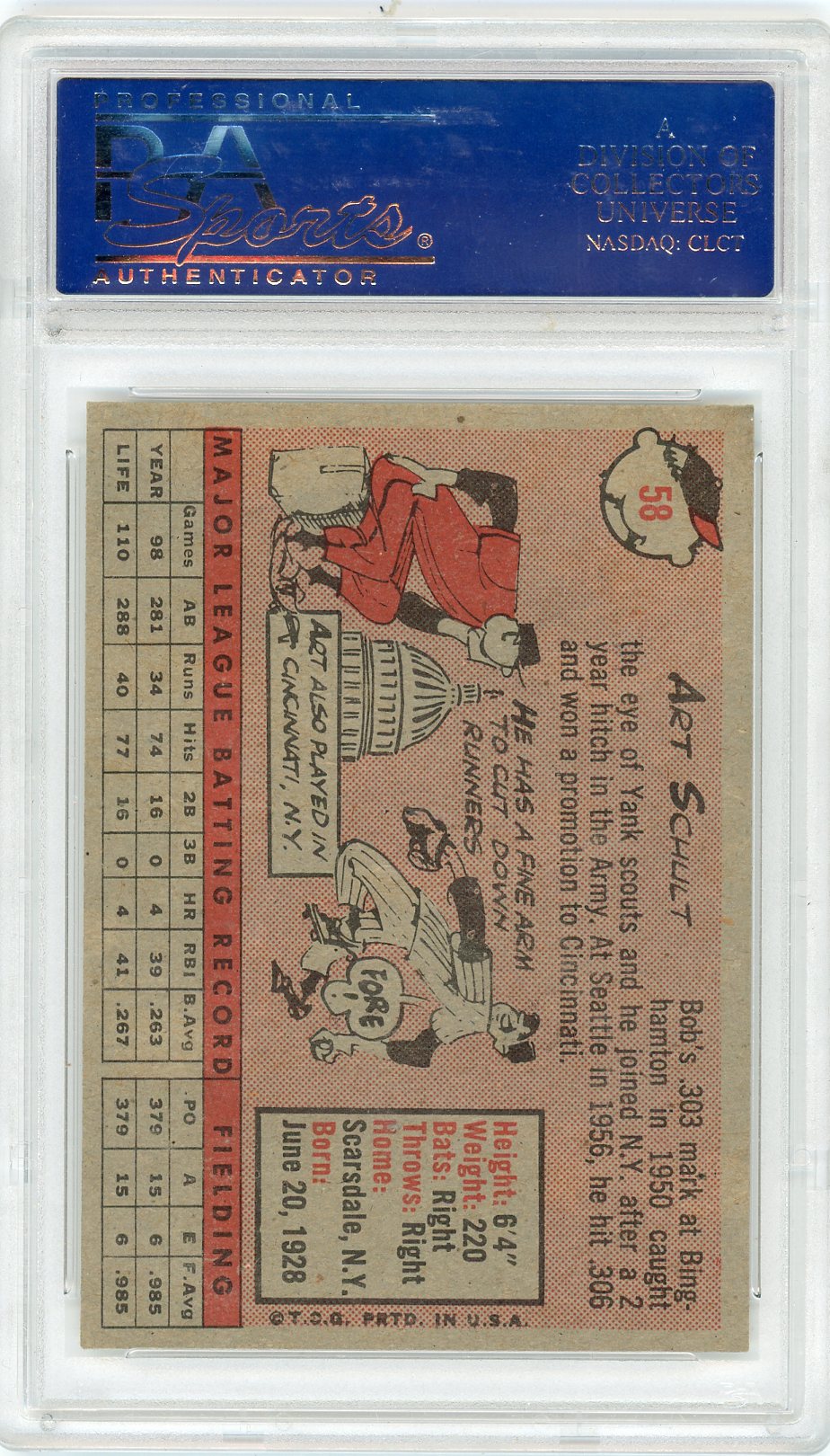 1958 Topps Art Schult #58 PSA 8