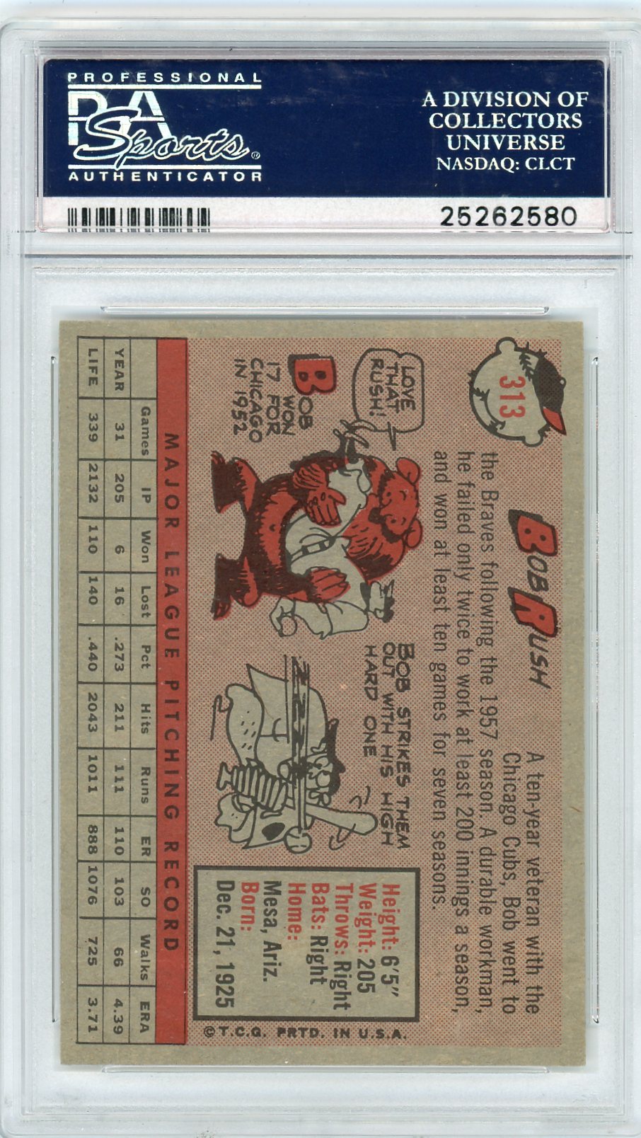 1958 Topps Bob Rush #313 PSA 8
