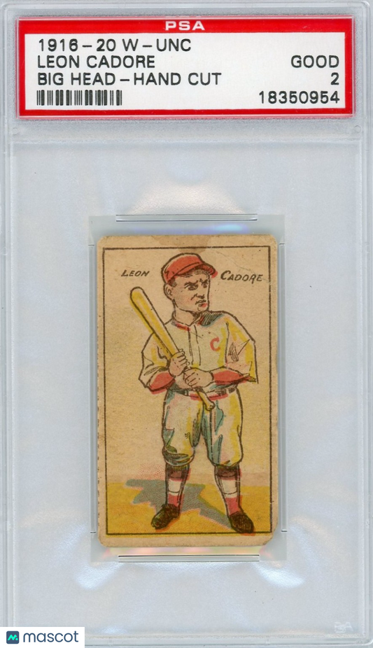 1916-20 W-Unc Big Head Hand Cut Leon Cadore PSA 2