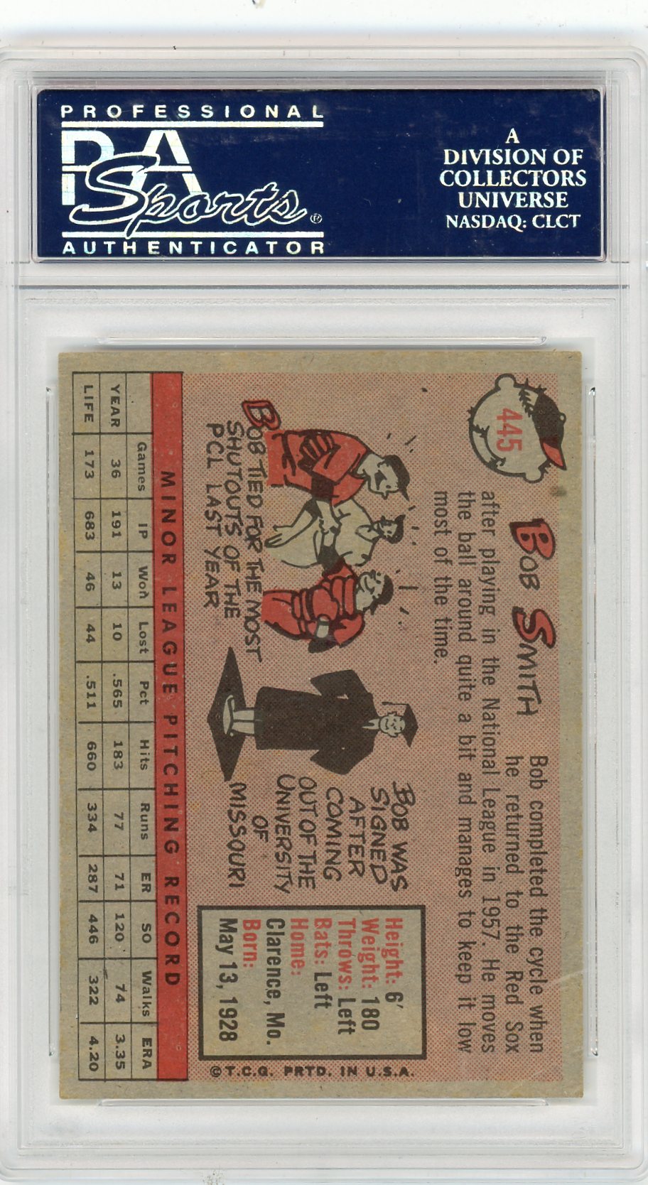 1958 Topps Bob Smith #445 PSA 8