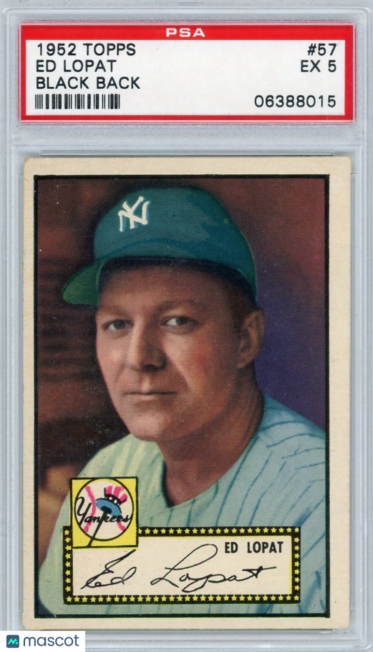 1952 Topps Ed Lopat #57 Black Back PSA 5