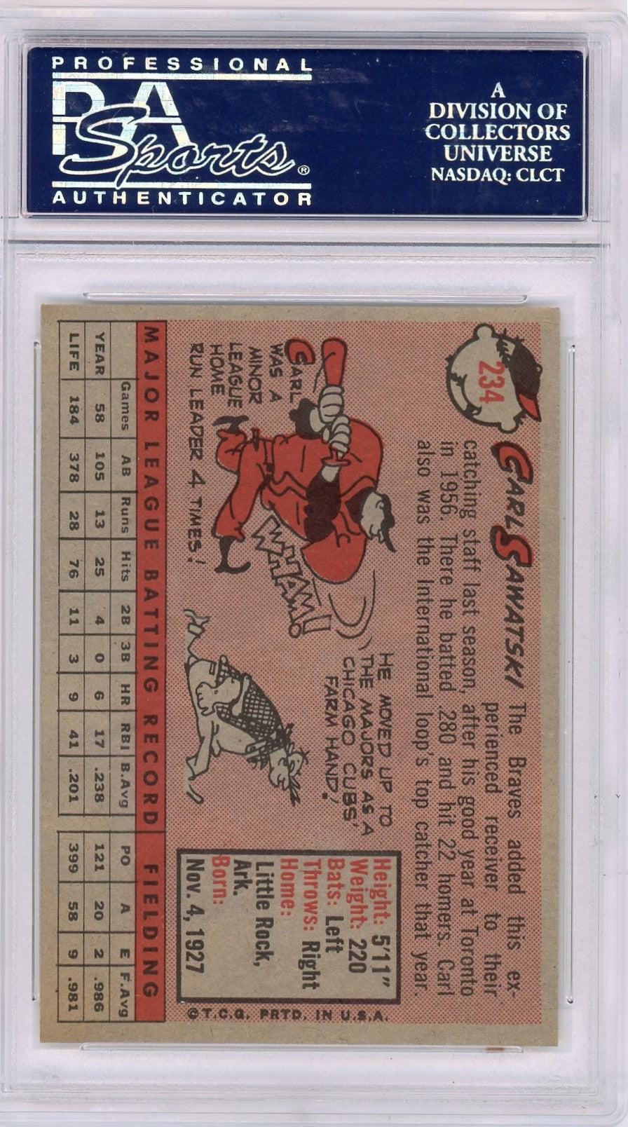 1958 Topps Carl Sawatski #234 PSA 8