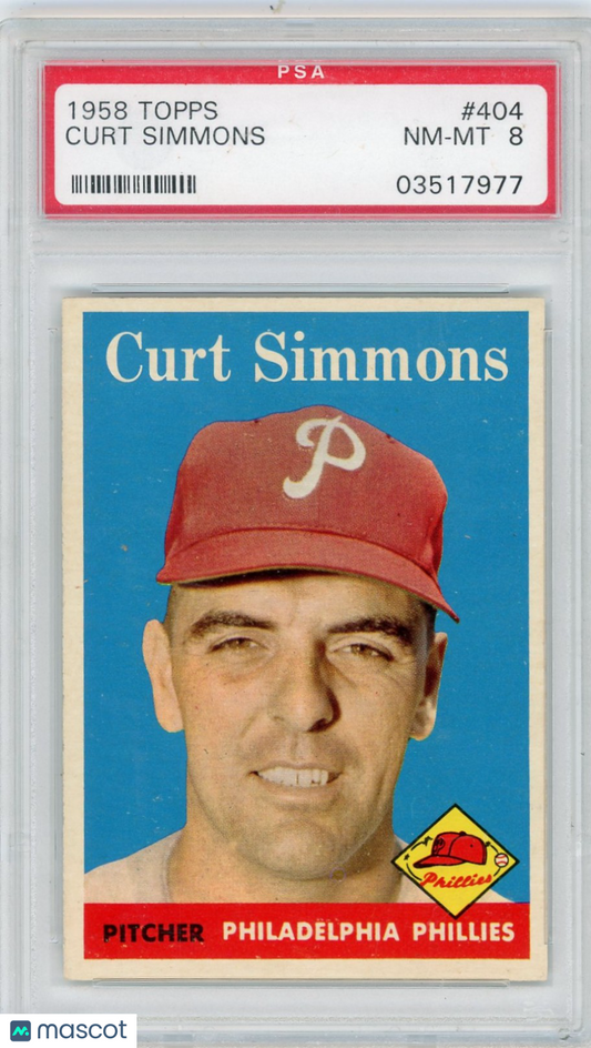 1958 Topps Curt Simmons #404 PSA 8