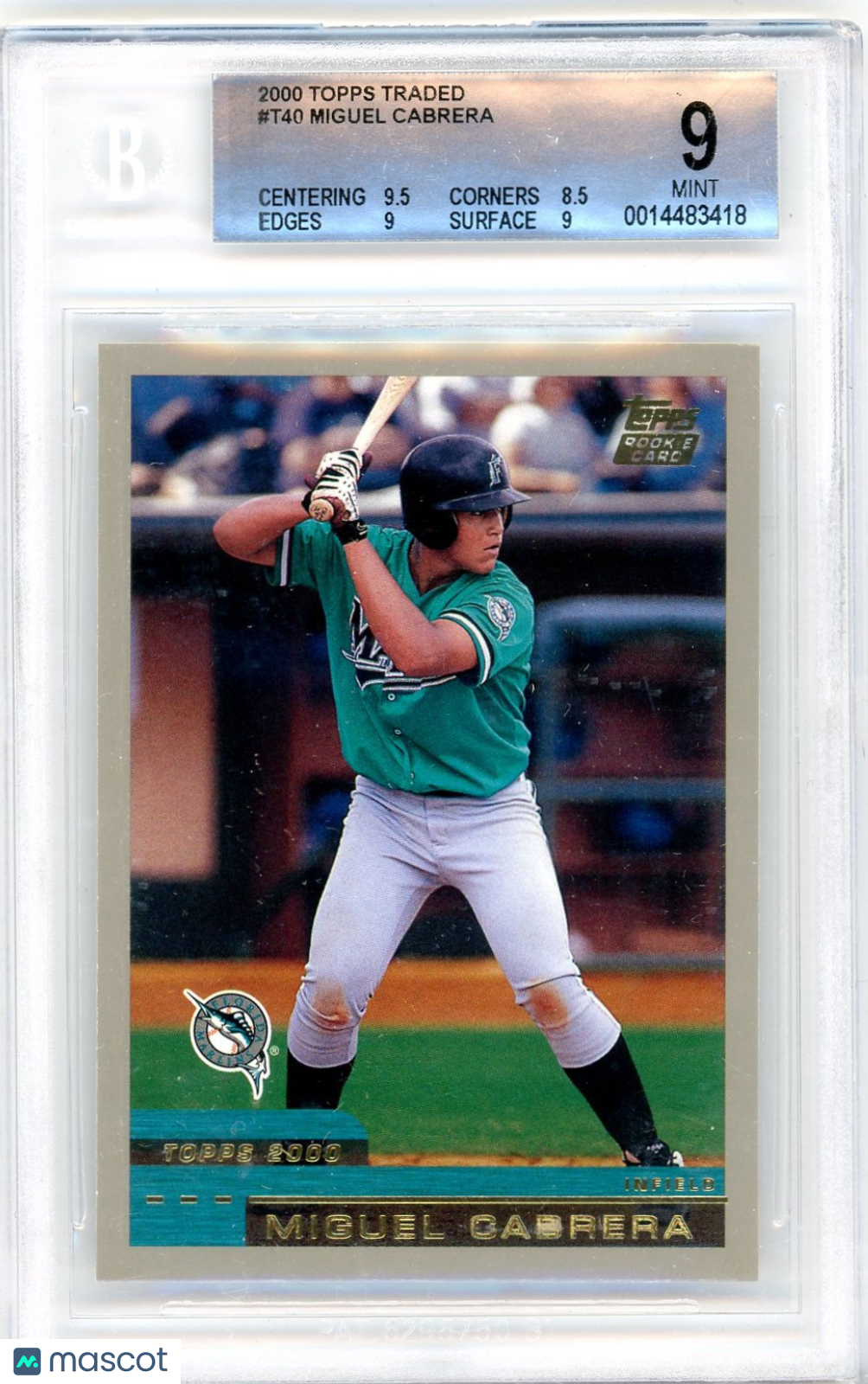 2000 Topps Traded Miguel Cabrera #T40 BGS 9 Rookie
