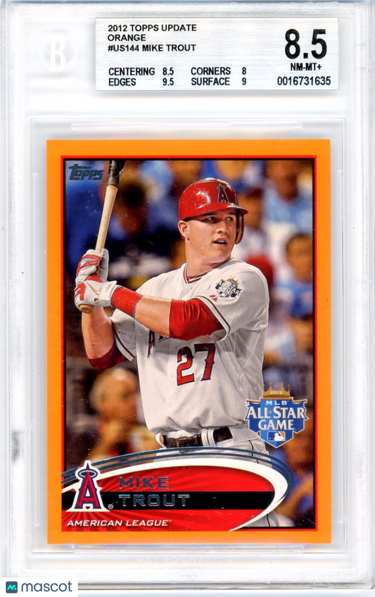 2012 Topps Update Orange Mike Trout #US144 BGS 8.5