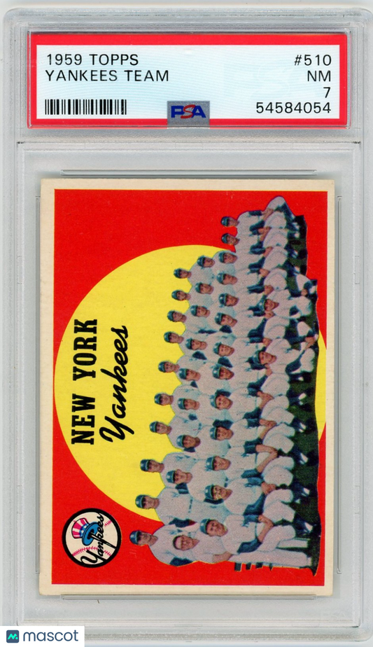 1959 Topps Yankees Team #510 PSA 7