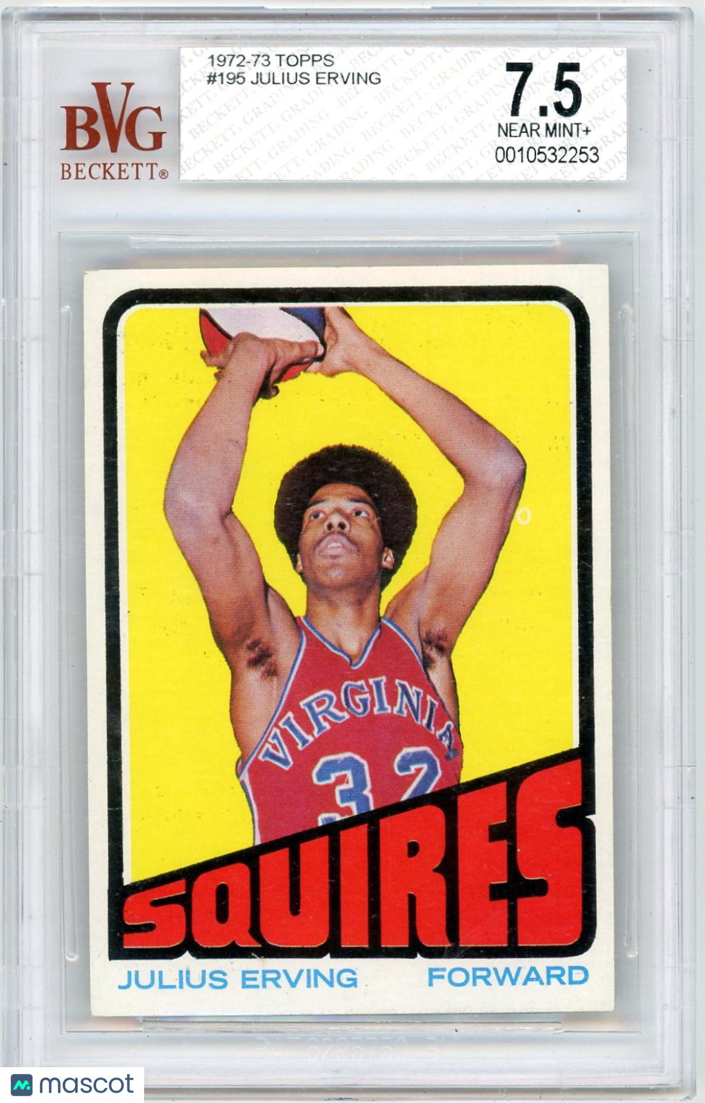 1972 Topps but Center on back) Julius Erving #195 BVG 7.5 /(Forward Rookie
