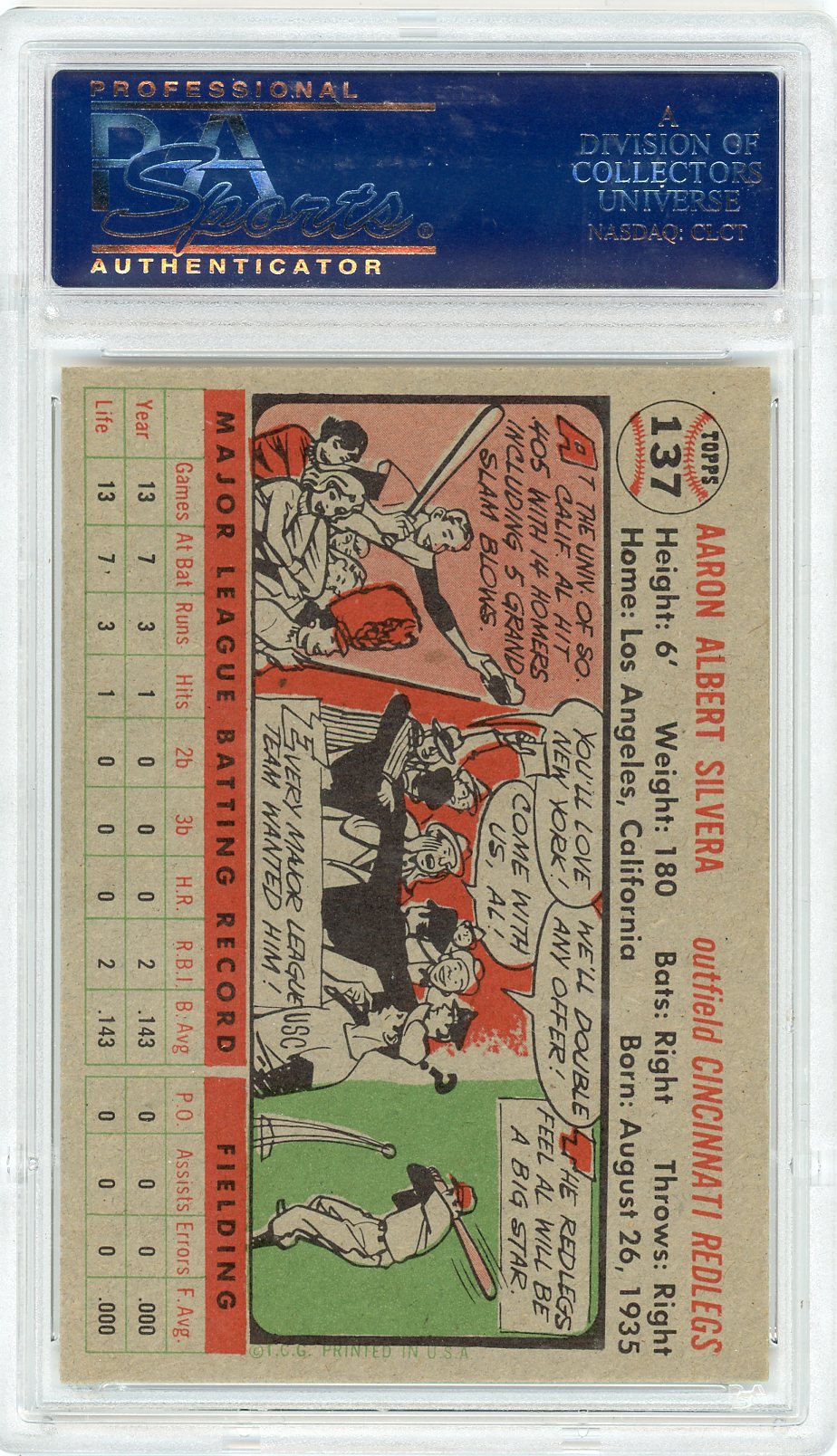 1956 Topps Al Silvera #137 Gray Back PSA 7