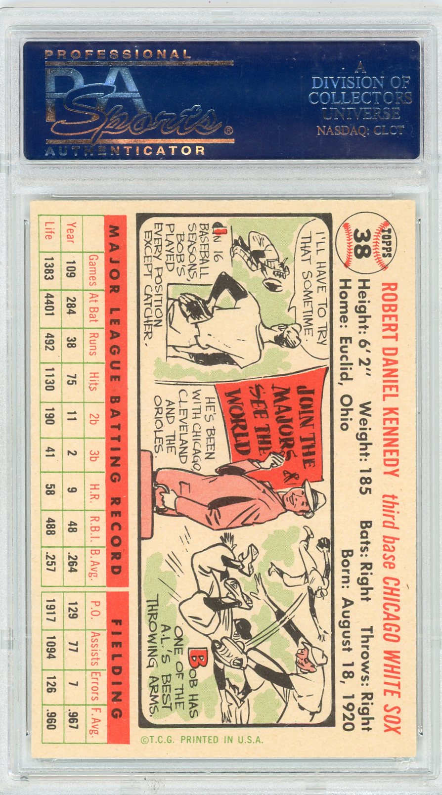 1956 Topps Bob Kennedy #38 White Back PSA 7