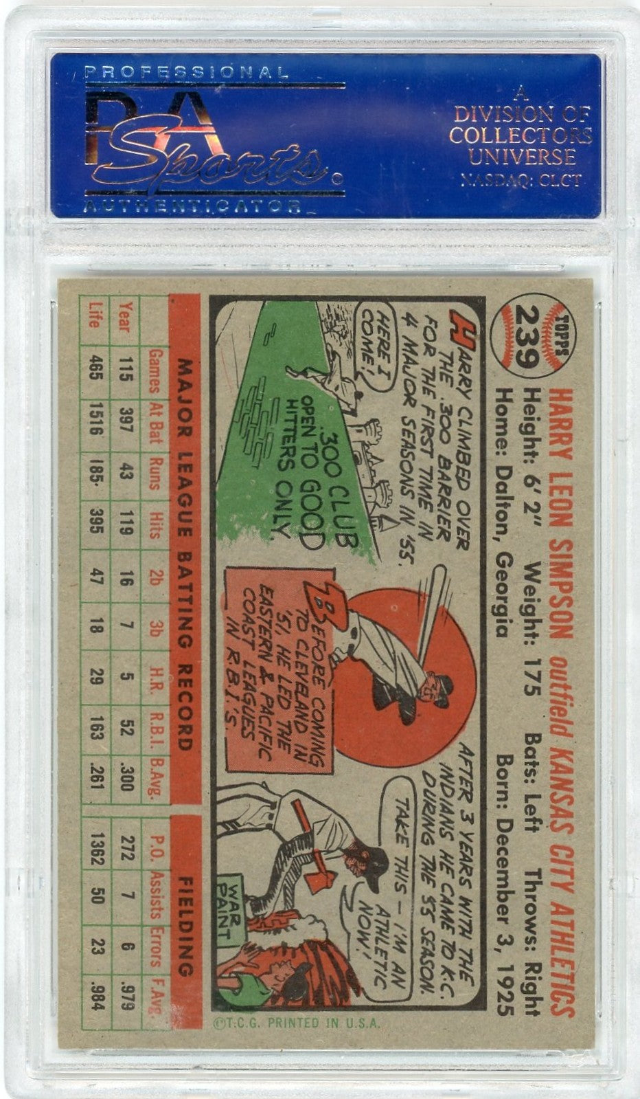 1956 Topps Harry Simpson #239 PSA 7