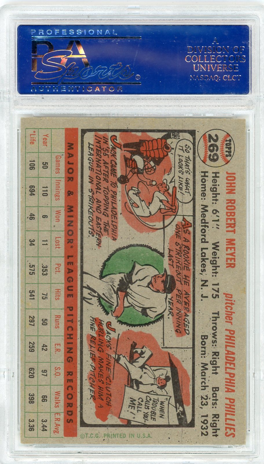 1956 Topps Jack Meyer #269 PSA 7