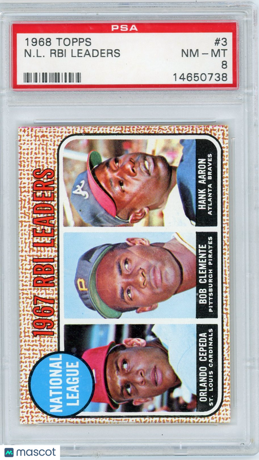 1968 Topps N. L. Rbi Leaders #3 PSA 8
