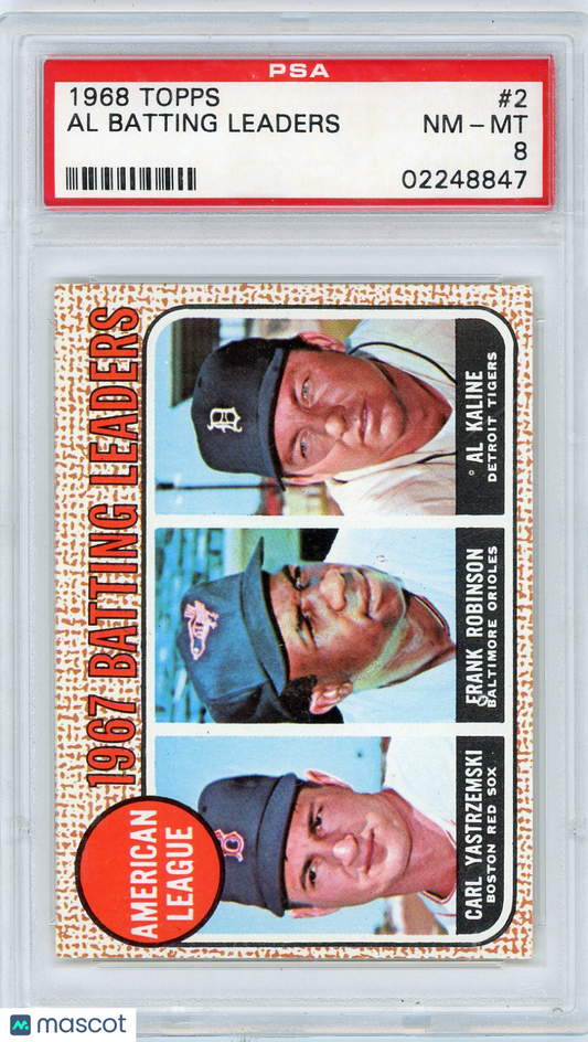 1968 Topps Al Batting Leaders #2 PSA 8