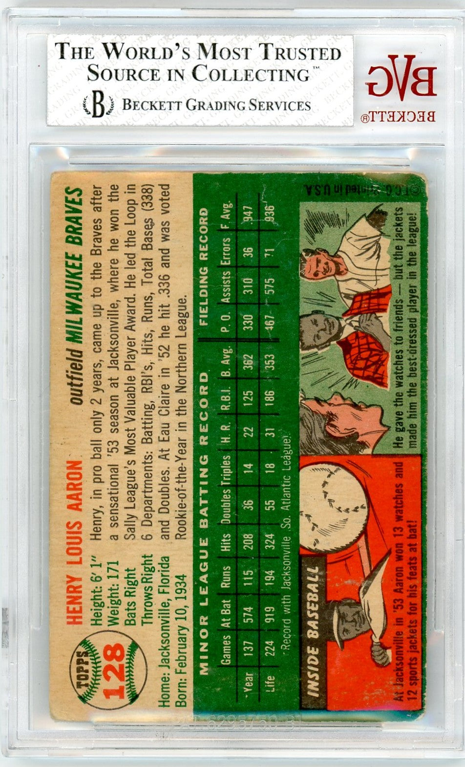 1954 Topps Hank Aaron #128 BVG 3 Rookie