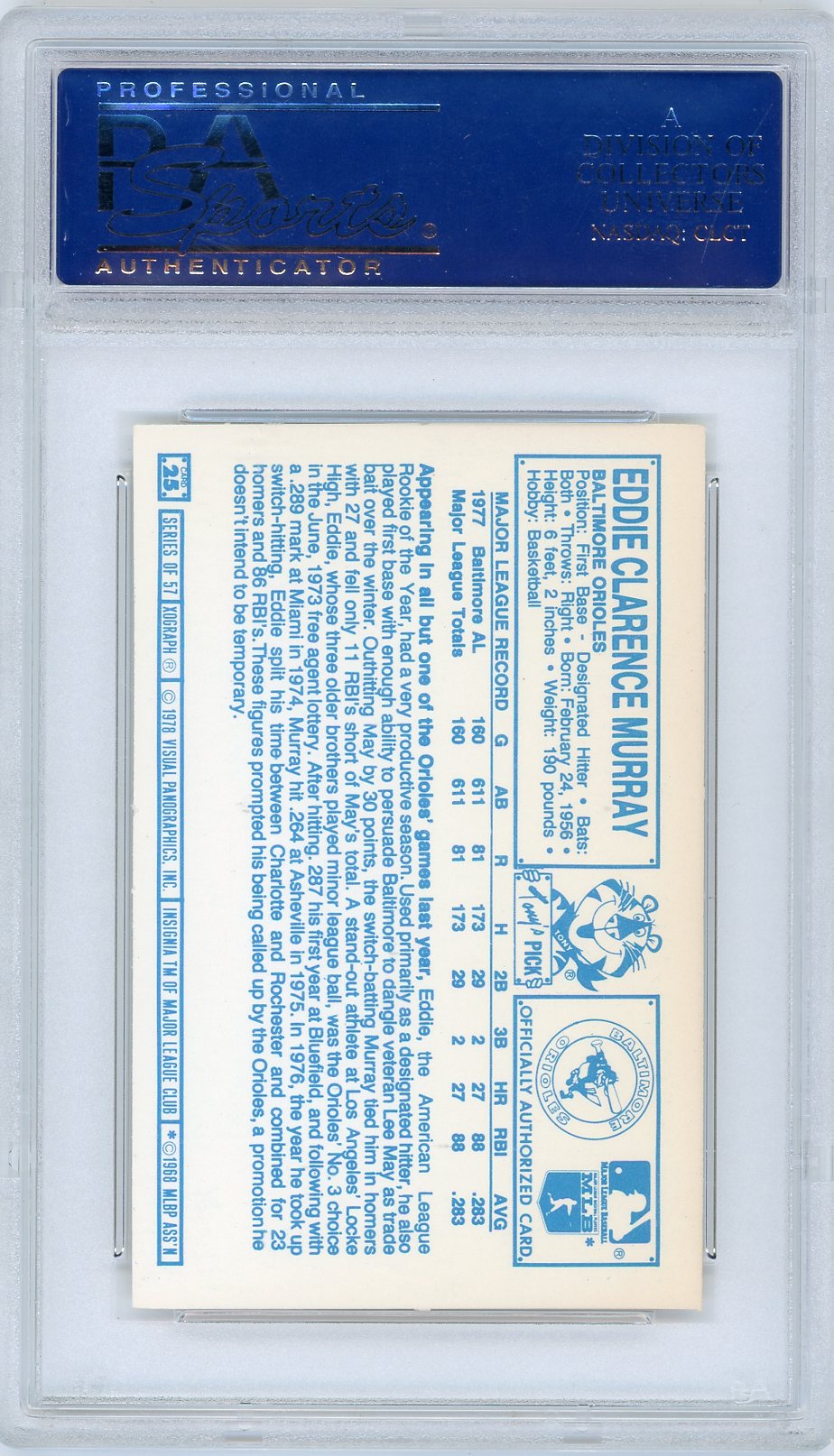 1978 Kellogg's Eddie Murray #25 PSA 9