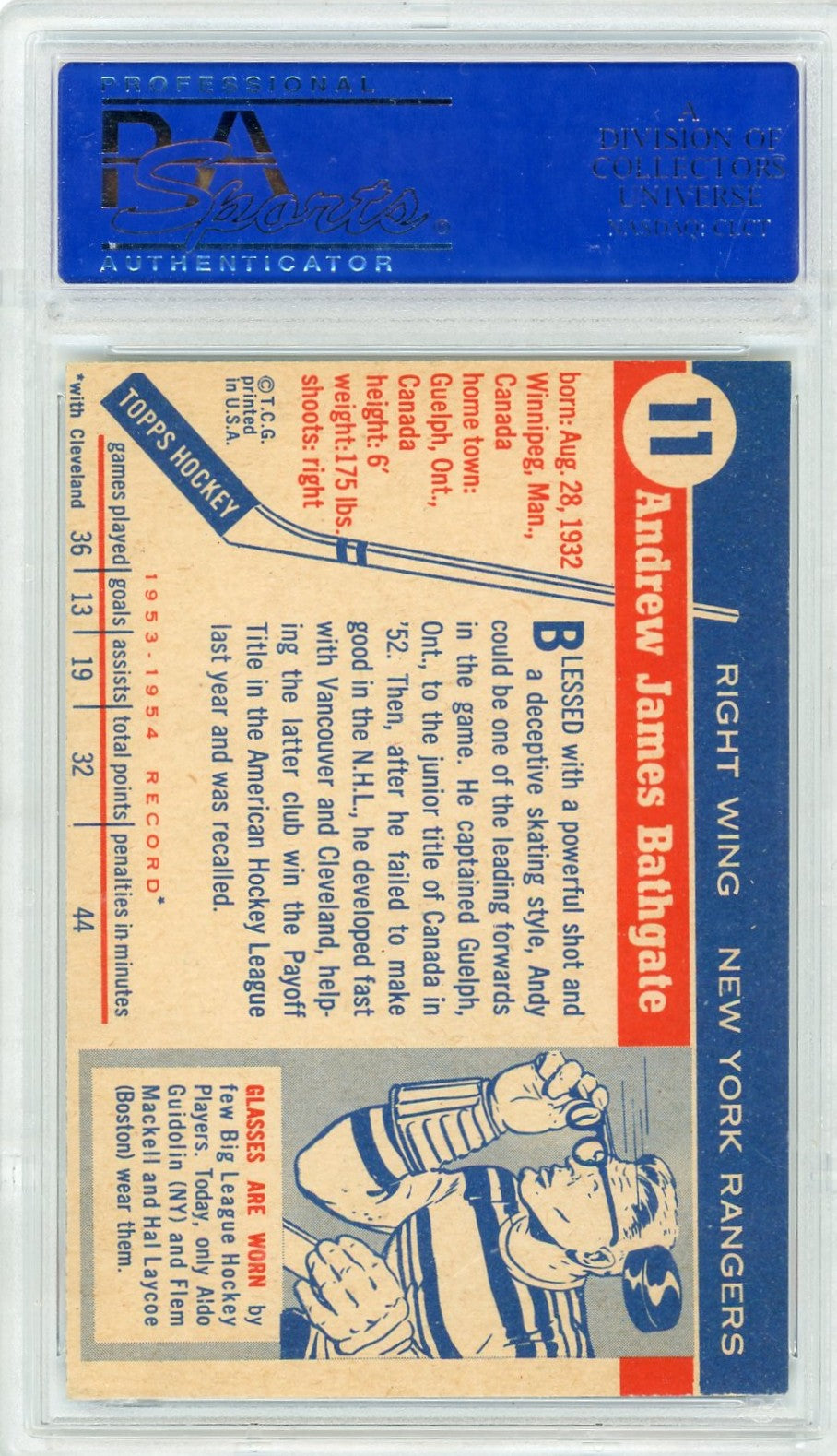 1954 Topps Andy Bathgate #11 PSA 7