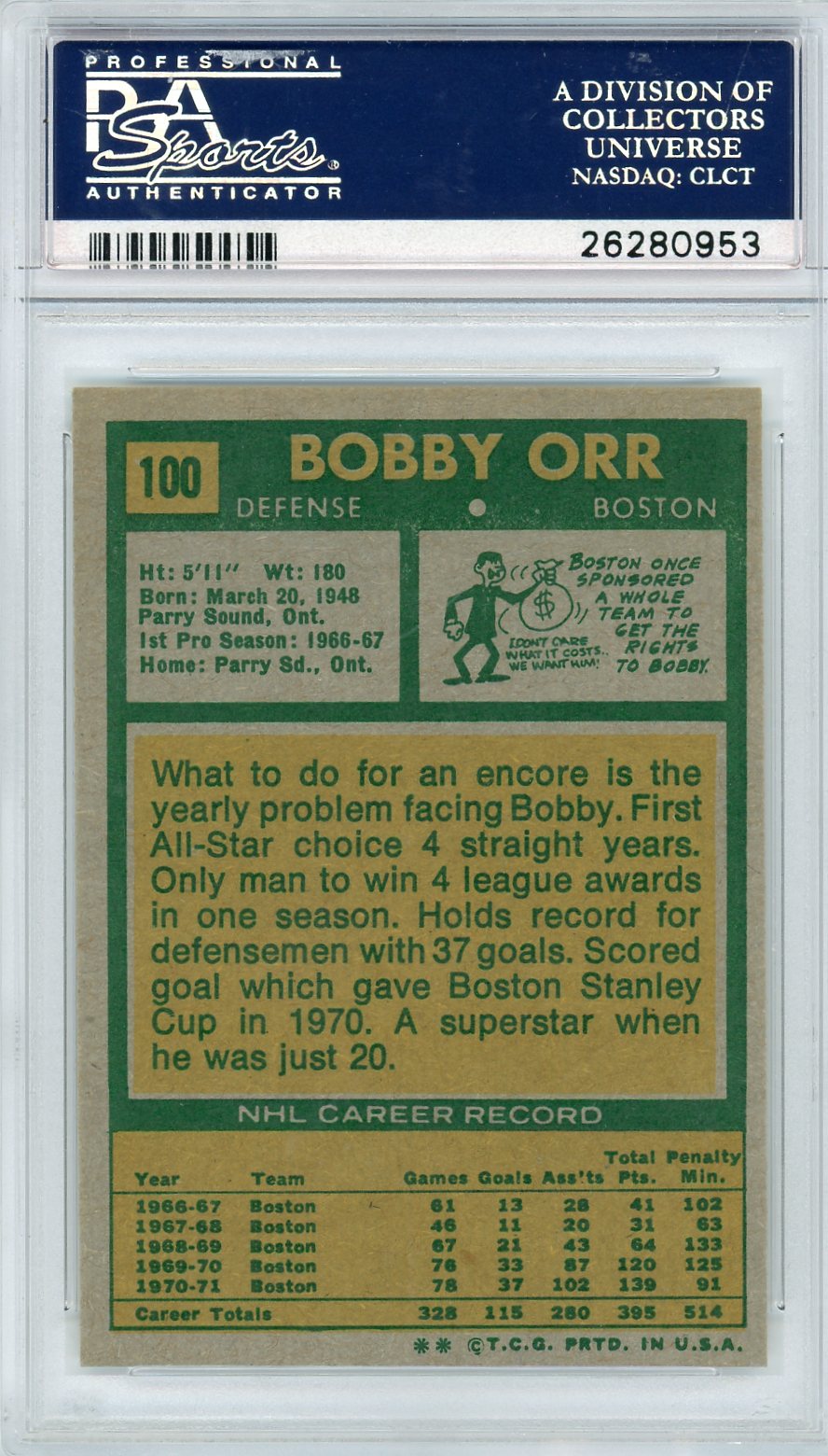 1971 Topps Bobby Orr #100 PSA 8