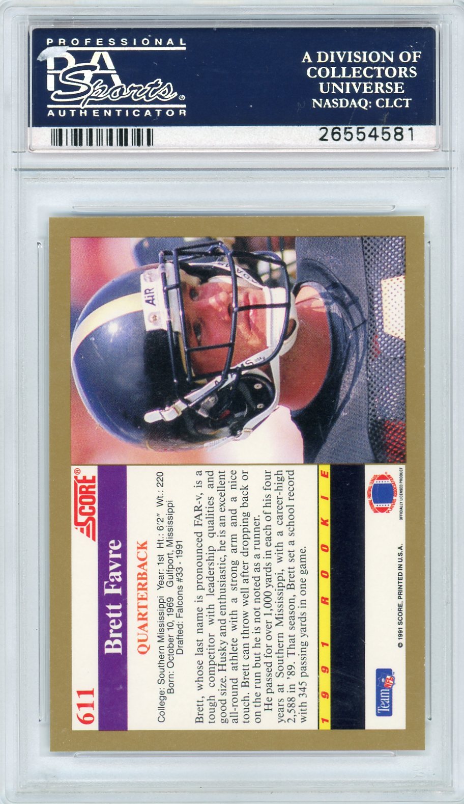 1991 Score Brett Favre #611 PSA 10
