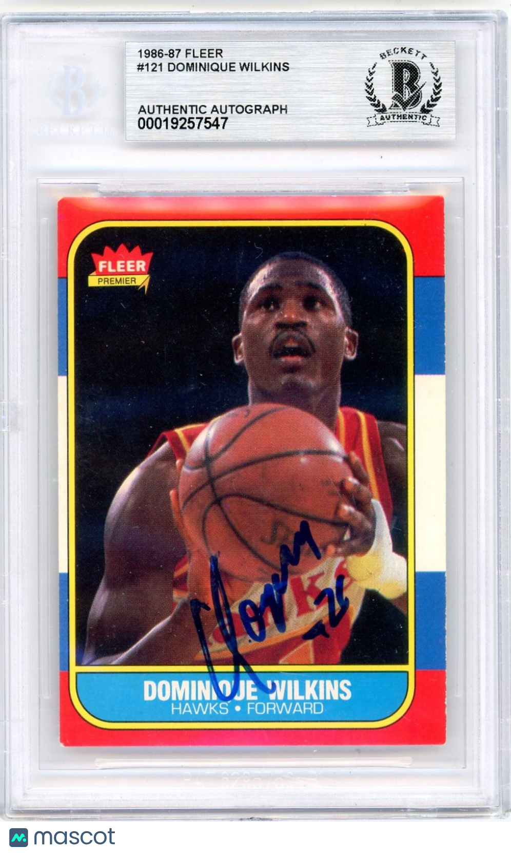 1986 Fleer Dominique Wilkins #121 BGS Authentic Rookie BAS Auto Authentic
