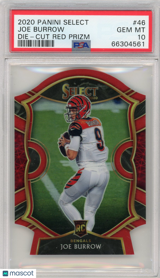 2020 Panini Select Joe Burrow #46 Die Cut Red Prizm PSA 10
