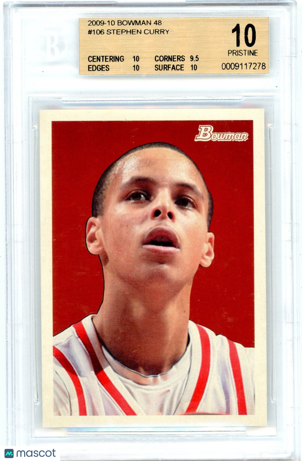 2009 Bowman 48 Stephen Curry #106 BGS 10 Rookie