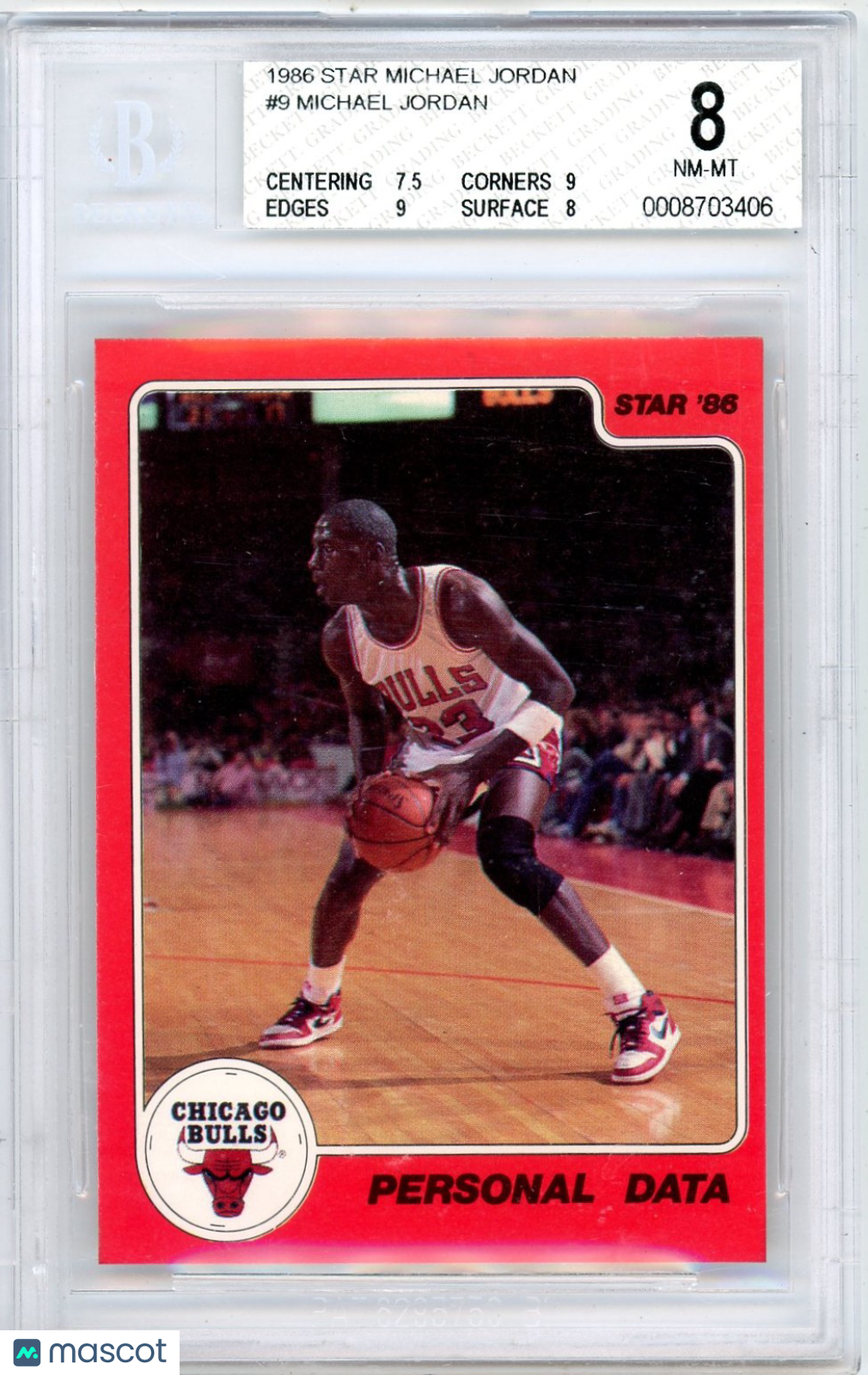 1986 Star Michael Jordan Personal Data Michael Jordan #9 BGS 8 /Personal