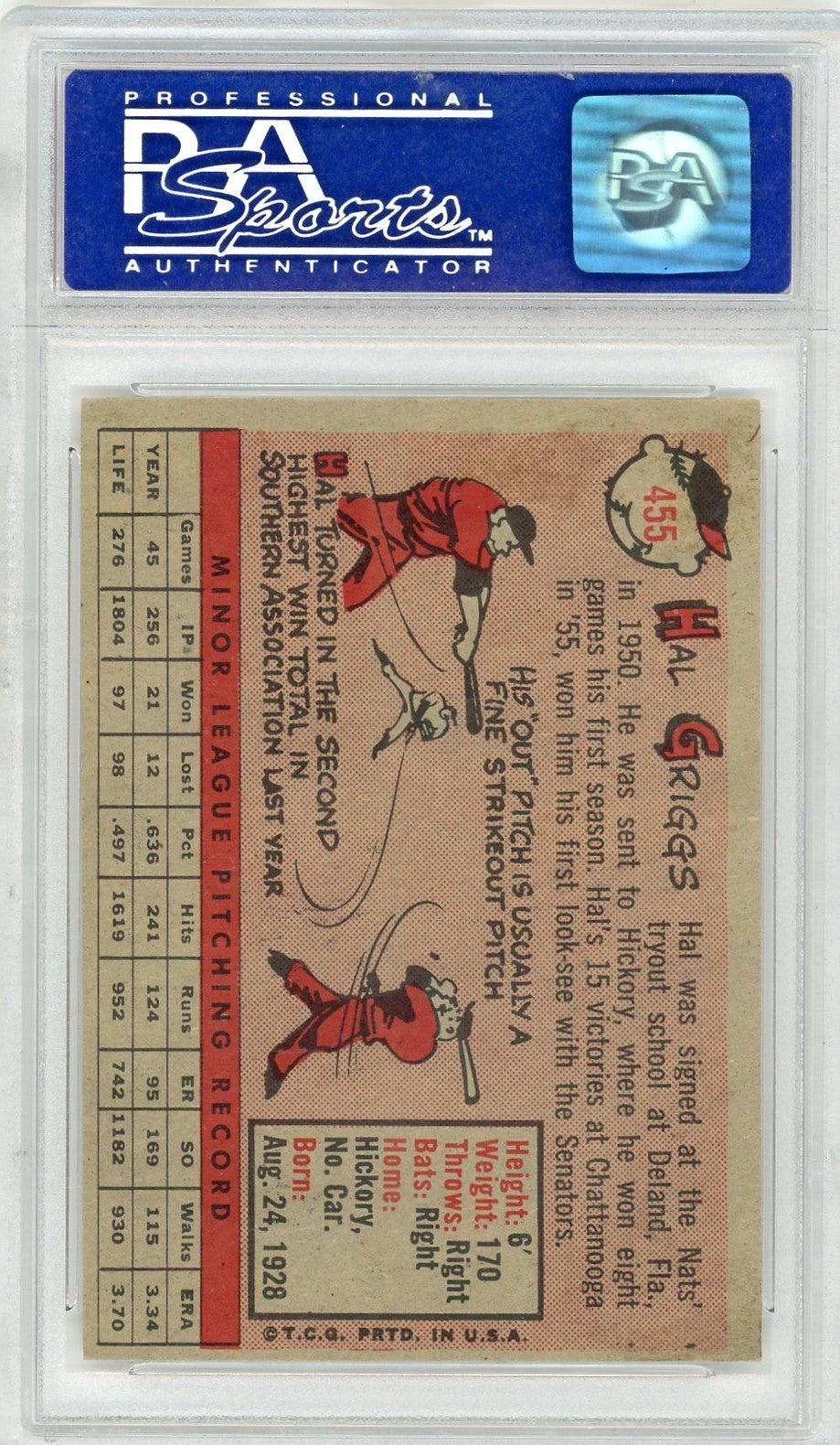 1958 Topps Hal Griggs #455 PSA 8